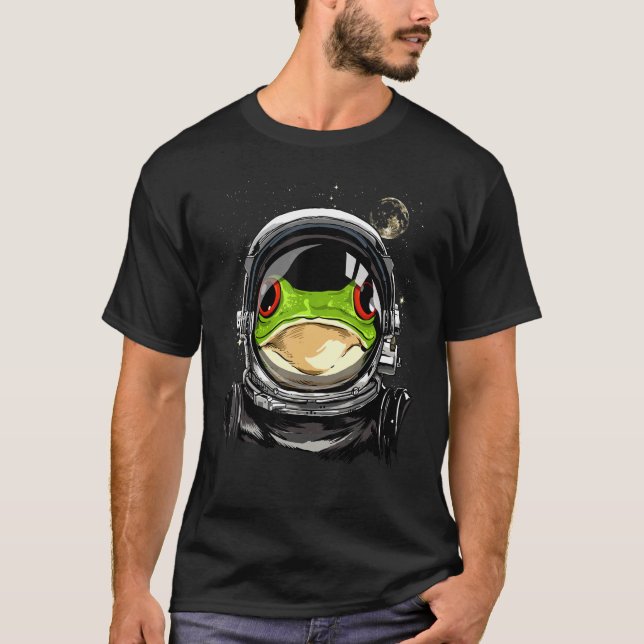 Outer Space Astronaut Frog Animal Face Frog  Galax T-Shirt (Front)