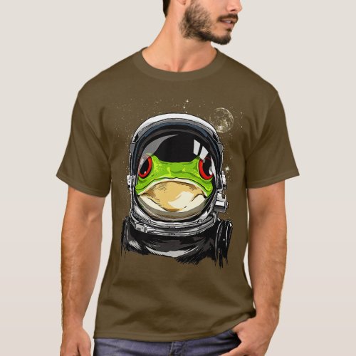 Outer Space Astronaut Frog Animal Face Frog Lover  T_Shirt