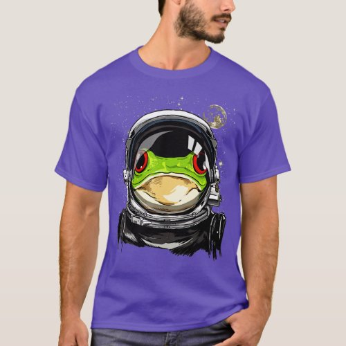 Outer Space Astronaut Frog Animal Face Frog Lover  T_Shirt