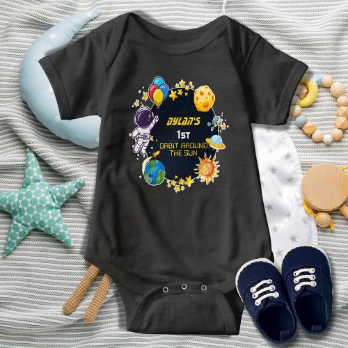 Outer Space Astronaut Galaxy Baby 1st Birthday  Baby Bodysuit