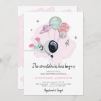 Outer Space Astronaut Girl Baby Shower Invitation