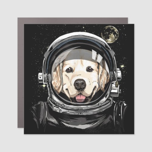 Outer Space Astronaut Golden Retriever Lover Pet D Car Magnet