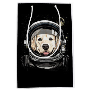 Outer Space Astronaut Golden Retriever Lover Pet D Medium Gift Bag