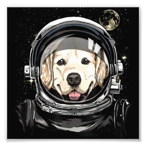 Outer Space Astronaut Golden Retriever Lover Pet D Photo Print