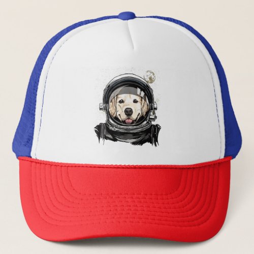 Outer Space Astronaut Golden Retriever Lover Pet D Trucker Hat