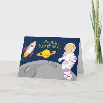 Outer Space Astronaut Greeting Card by SpecialOccasionCards at Zazzle