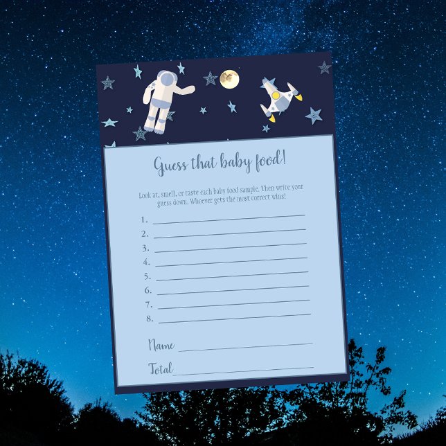 Outer Space Astronaut Guess That Baby Food Game Invitation (Creator Uploaded)
