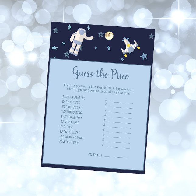 Outer Space Astronaut Guess The Price Baby Game Invitation (Creator Uploaded)