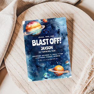 Outer Space Astronaut Kids Birthday Party Invite