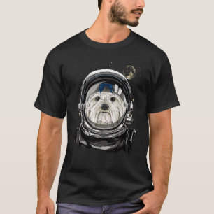 Outer Space Astronaut Maltese Dog  Puppy Pet Anima T-Shirt