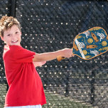 Outer Space Astronaut Pattern, Custom Text Cool Pickleball Paddle<br><div class="desc">Get your kids playing pickleball with this super fun paddle featuring an outer space pattern of moons, stars, rockets, astronauts and more. Add your custom text to personalize the paddle - name, location, phone number, etc. A perfect gift for boys and girls - beginners and experienced players alike - take...</div>