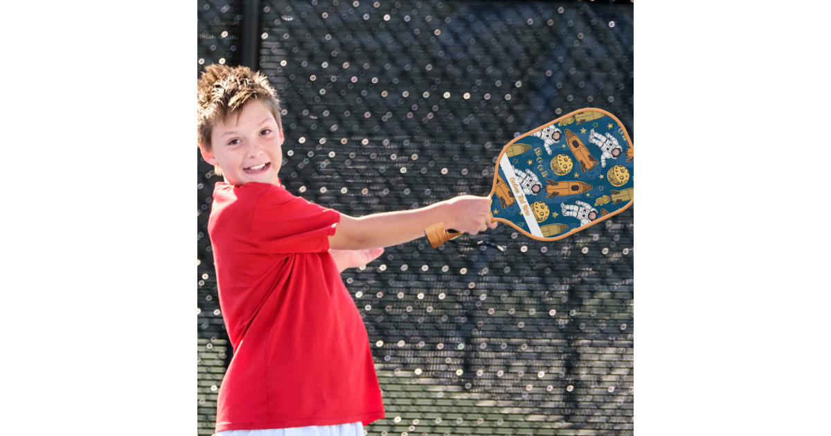 Outer Space Astronaut Pattern, Custom Text Cool Pickleball Paddle | Zazzle