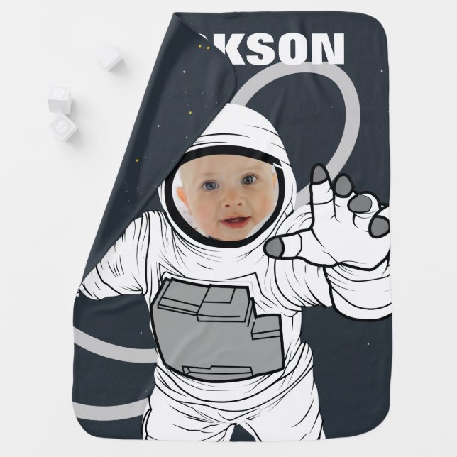 Outer Space Astronaut Photo Baby Blanket (In Situ)