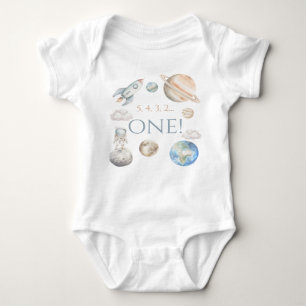 Outer Space Astronaut Planets First Birthday Baby Bodysuit