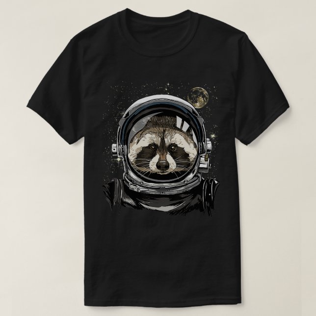 Outer Space Astronaut Raccoon Face Trash Panda Ani T-Shirt (Design Front)