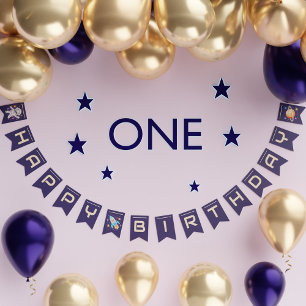 Outer Space Astronaut Rocket & Planet Birthday Bunting Flags