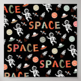 Rocket Ship in Outer Space Kids Room Decor Poster