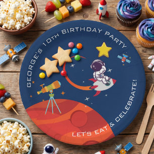 Outer Space Astronaut Rocketship Kids Birthday Paper Plates