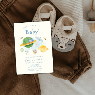 Outer Space Astronaut Spaceship Baby Shower  Invitation