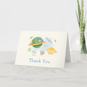 Outer Space Astronaut Spaceship Baby Shower Thank You Card
