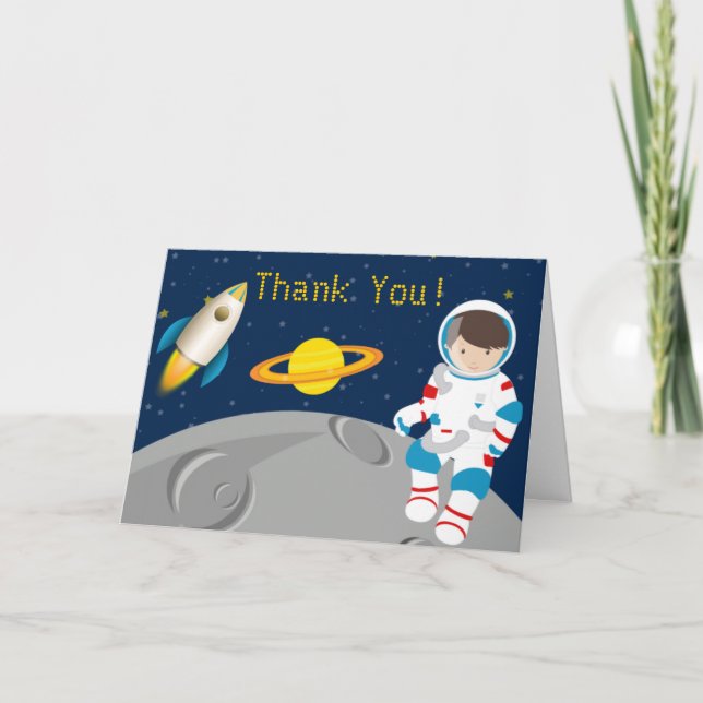Outer Space Astronaut Thank You Card (Front)