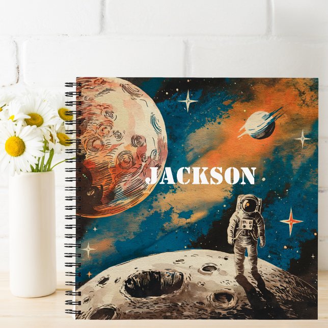 Outer Space Astronaut, Watercolor, Custom Notebook (Creator Uploaded)
