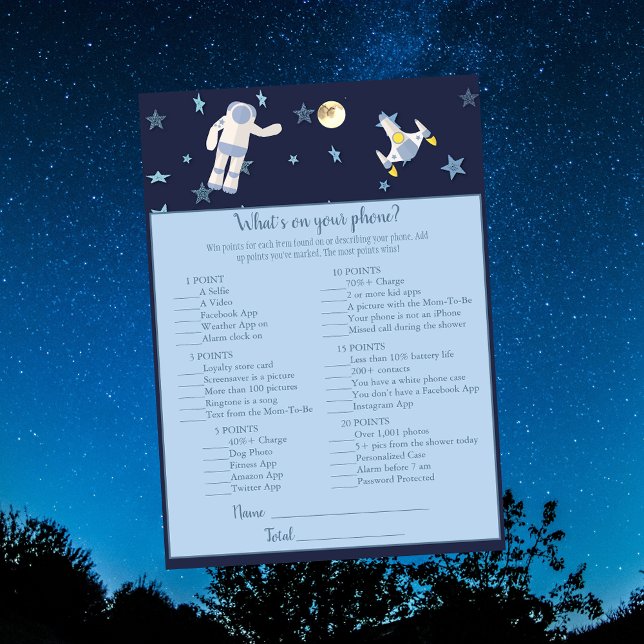Outer Space Astronaut What's On Your Phone Game Invitation (Creator Uploaded)