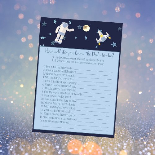 Outer Space Astronaut Who Knows Dad Best Baby Game Invitation