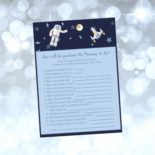 Outer Space Astronaut Who Knows Mommy Baby Game Invitation (Creator Uploaded)