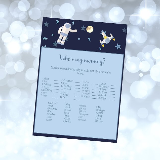 Outer Space Astronaut Who's My Mommy Baby Game Invitation (Creator Uploaded)