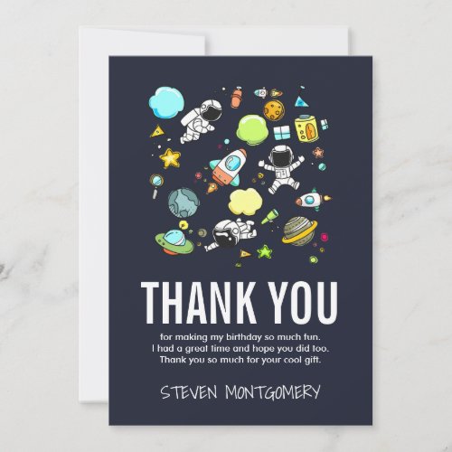 Outer Space Astronauts  Rockets Pattern Thank You
