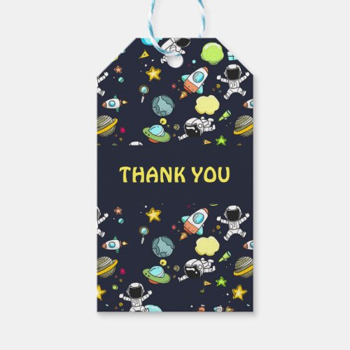 Outer Space Astronauts  Rockets Pattern Thank You Gift Tags