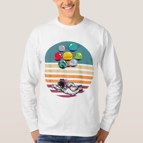 Outer Space Astronomy Cosmonaut Kids Retro Astrona T_Shirt