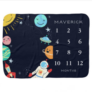 Outer Space Baby Boy Monthly Milestone Blanket