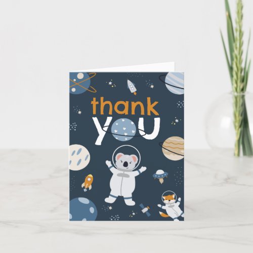 Outer Space Baby Boy Shower Thank You Card 