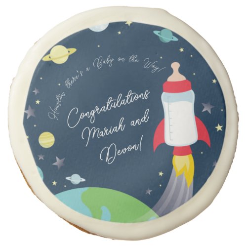 Outer Space Baby Shower Bottle Rocket Spaceship Sugar Cookie