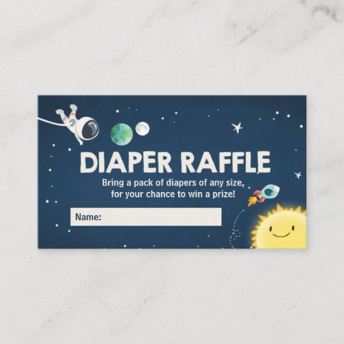 Outer Space Baby Shower Boy Diaper Raffle Card