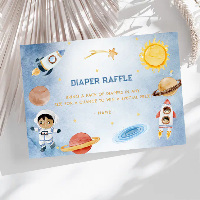 Outer Space Baby Shower Diaper Raffle Enclosure Card | Zazzle