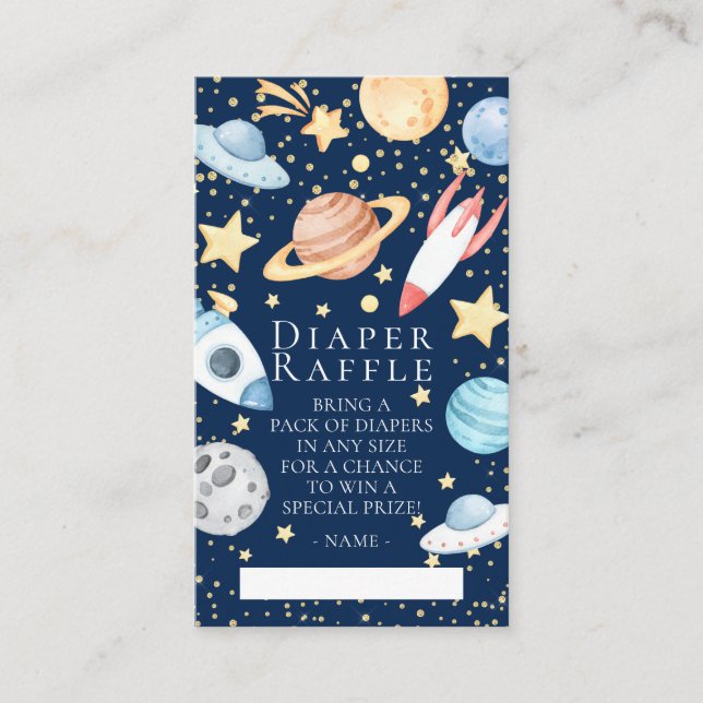 Outer Space Baby Shower Diaper Raffle Ticket Enclosure Card (Front)