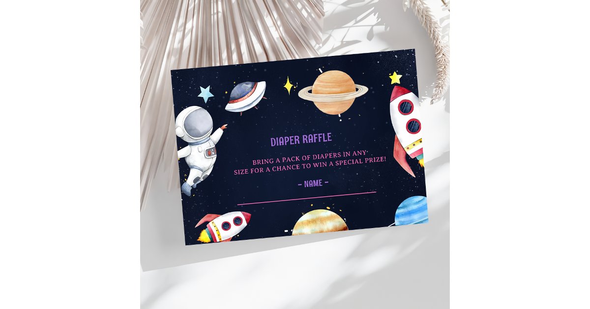 Space Theme Raffle Outer Space Baby Shower Diaper Raffle Ticket Enclosure Card | Zazzle