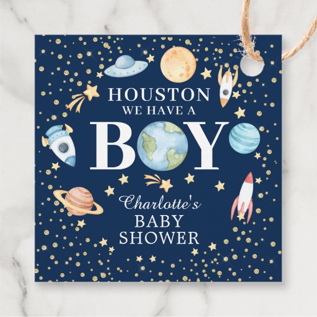 Outer Space Baby Shower Favor Gift Tag (Back)