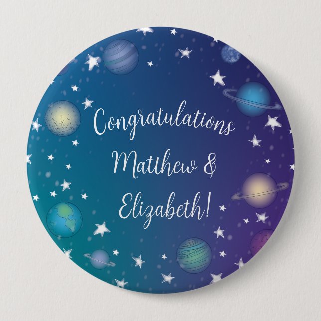 Outer Space Baby Shower Galaxy Button (Front)