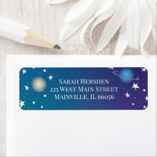 Outer Space Baby Shower Galaxy Label
