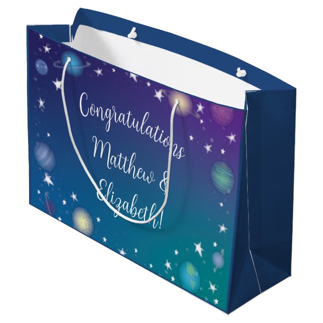 Outer Space Baby Shower Galaxy Large Gift Bag (Back Angled)