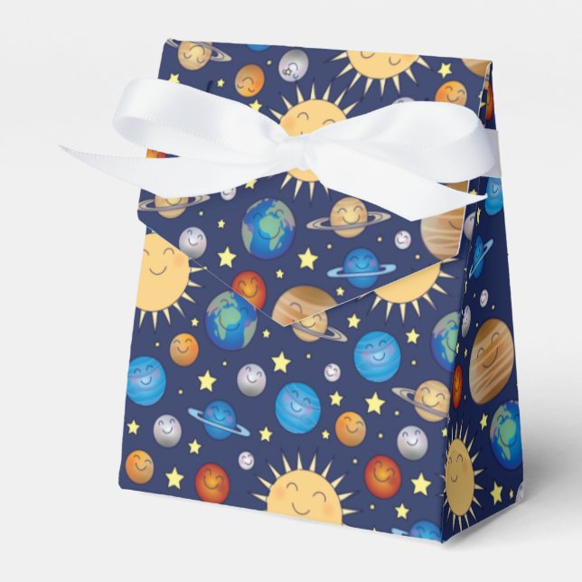 Outer Space Baby Shower Galaxy Universe Stars Favor Boxes (Front Side)