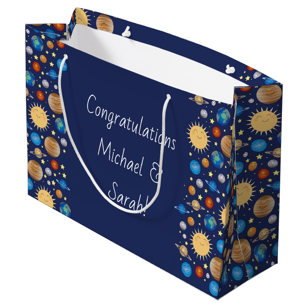 Outer Space Baby Shower Galaxy Universe Stars Large Gift Bag Zazzle