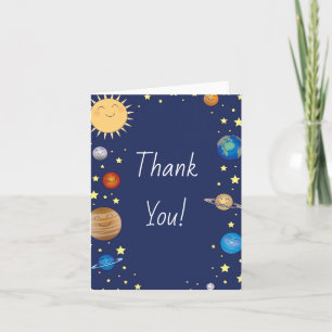 Outer Space Baby Shower Galaxy Universe Stars Letterpress Thank You Card