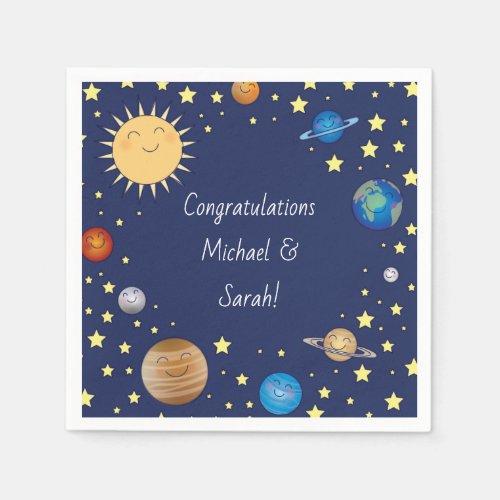 Outer Space Baby Shower Galaxy Universe Stars Napkins