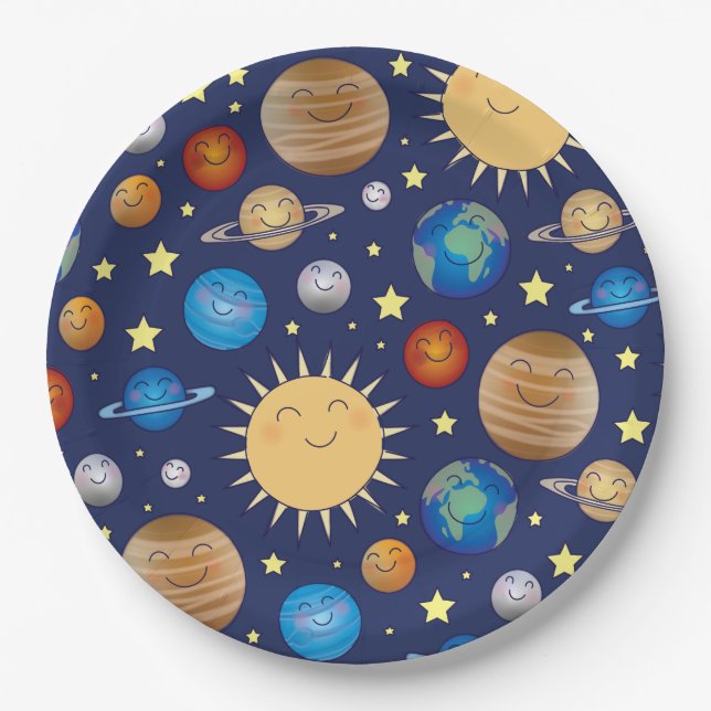 Outer Space Baby Shower Galaxy Universe Stars Paper Plates (Front)