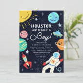 Outer Space Baby Shower Houston We Have A Boy Invitation (Standing Front)